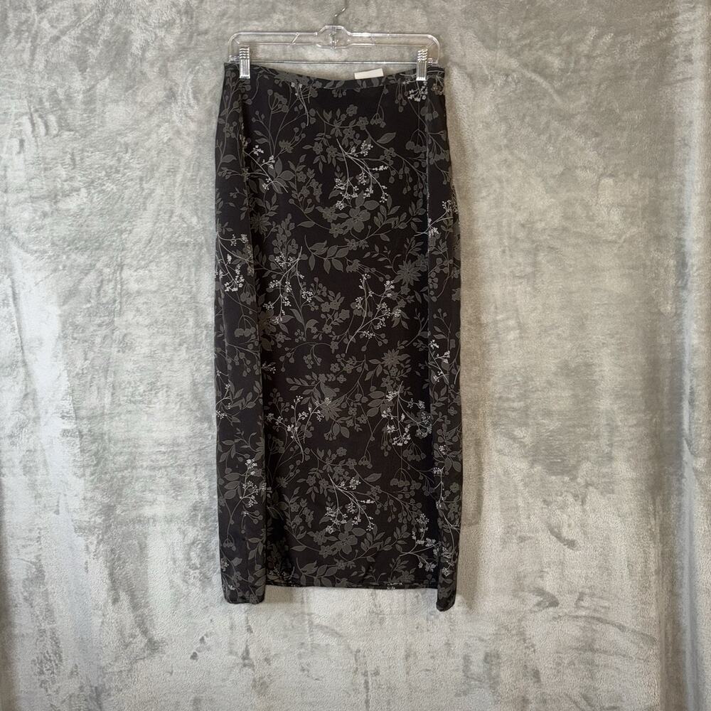 Vintage 90s Y2K Fashion Bug Black Floral Maxi Skirt SZ M Whimsigoth Fairy Grunge
